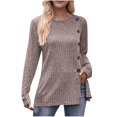 thumbnail image 2 of CEHVOM Chemises Mode Femme Col Rond Manches Longues Blouse Décontractée Automne T-Shirts Liquidation, 2 of 4