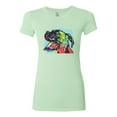 thumbnail image 2 of Cute Rainbow Neon Doberman Dog Lover Womens Slim Fit Junior Tee, Mint, Large, 2 of 3
