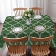 thumbnail image 3 of Dark Green Moroccan Table Cloth Waterproof Tablecloths, Middle Century Quatrefoil Plaid Art Tablecloth Dining Table Cover for Kitchen Party Tabletop Outdoor, Rectangle Tablecloth 60x84 Inch, 3 of 9