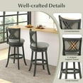thumbnail image 4 of Gymax Swivel Bar Stools Set of 2 w/ Soft-padded Back & Seat Sturdy Wooden Frame, 4 of 9