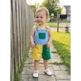 thumbnail image 4 of Argulvti Kids Girls Boys Overall Shorts, Cute Contrast Color Summer Jumpsuit with Pockets, 4 of 9