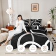 thumbnail image 3 of Manfei Black Gray Circle Twin Comforter Sets, Aesthetic Minimalist Bedding Set, Black Reversible 2-Piece, 1 Comforter and 1 Pillowcase, 3 of 6