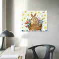 thumbnail image 4 of Nawypu Easter Wall Art For Living Room/Bedroom, Canvas Bathroom Decor Wall Art Kitchen Office Framed Wood Picture, Easter Rabbits Basket Eggs Bunny Ears Floral Plaid, 4 of 5