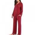 thumbnail image 3 of Pyjama pour Femmes à Col en V, Manches Longues, Pantalon, Violet, 2TG, 3 of 7