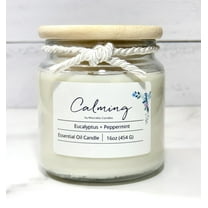 Marcella Candles Eucalyptus Candle, 16oz Eucalyptus and Peppermint Calming Aromatherapy Candle, Large Scented Soy Candle