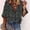 Black, variant on Lilgiuy Women Fashion V Neck Floral Printed 3/4 Sleeve Shirt Loose Blouse Top