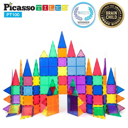 Picasso Tiles 100 Piece 3D Color Magnetic Building Block STEM