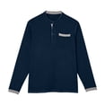 thumbnail image 6 of TOUMENY Men's Long Sleeve Shirts Casual Stand Collar Button Down Slim Fit Solid Knit Tops Business Work Soft Comfy Tee Navy XL, 6 of 6