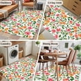 thumbnail image 6 of Spring Floral Area&nbsp;Rug 4x6ft Watercolor Orange Pink Flowers Green Leaves Farmhouse Non-Slip&nbsp;Washable Square&nbsp;Rugs Soft Felt Indoor Floor Mat for Bedroom Kitchen Living Room Bathroom, 6 of 9