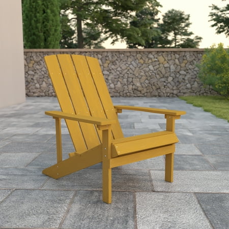 Flash Furniture Charlestown All-Weather Poly Resin Wood Adirondack Chair in Yellow