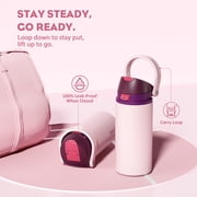 POWCAN 18 oz Stainless Steel Water Bottle: 2-in-1 Push-Button Spout & Quick-Flip Straw, Leakproof, Cold 24 Hrs, Fits Car Cup Holder, Insulated Bottle for Gym, School, Travel, Gift (Plum Field)
