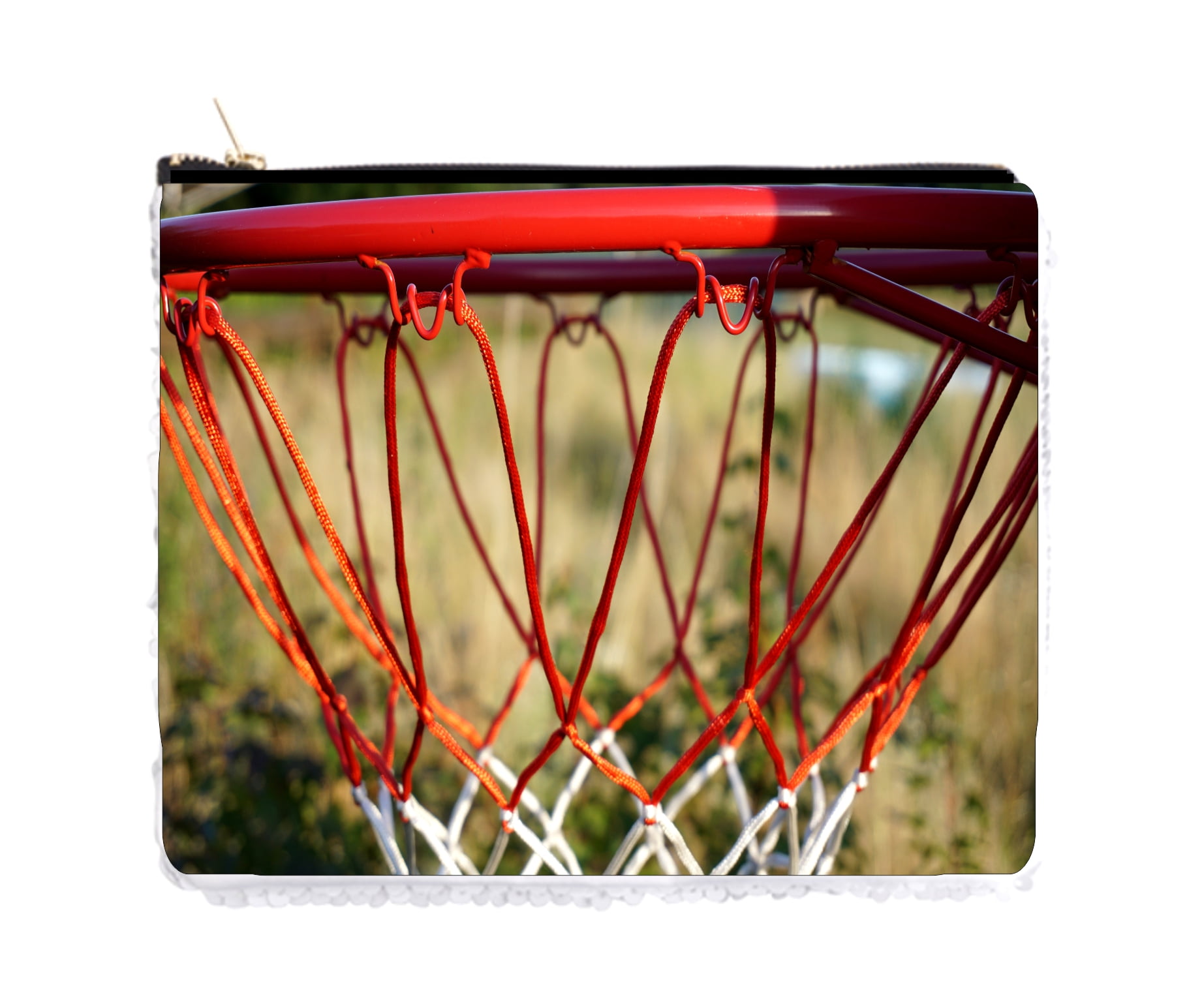 Sports Basketball Net Sequin Holder Pouch Red / Silver