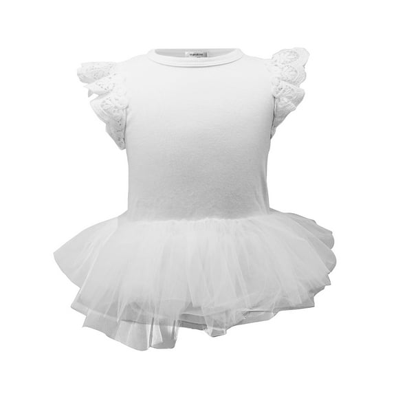 StylesILove Baby Girl Princess Ballet Romper with Tutu Skirt (90/12-18 Months, White)