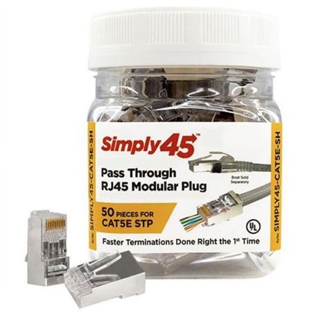 UPC: 0817777016819 | SIMPLY45 S45-1550  Cat5e Shielded Internal Ground  Pass Through RJ45