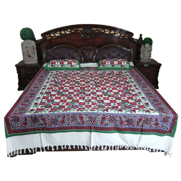 Mogul Bohemian Bedspread Indian Bedding Cotton Tapestry Bedthrow Home ...