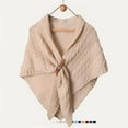 thumbnail image 6 of Triangular Scarf Shawl with Leather Buckle, 6-in-1 Wrap Poncho for Women,175*115cm,caramel, 6 of 19