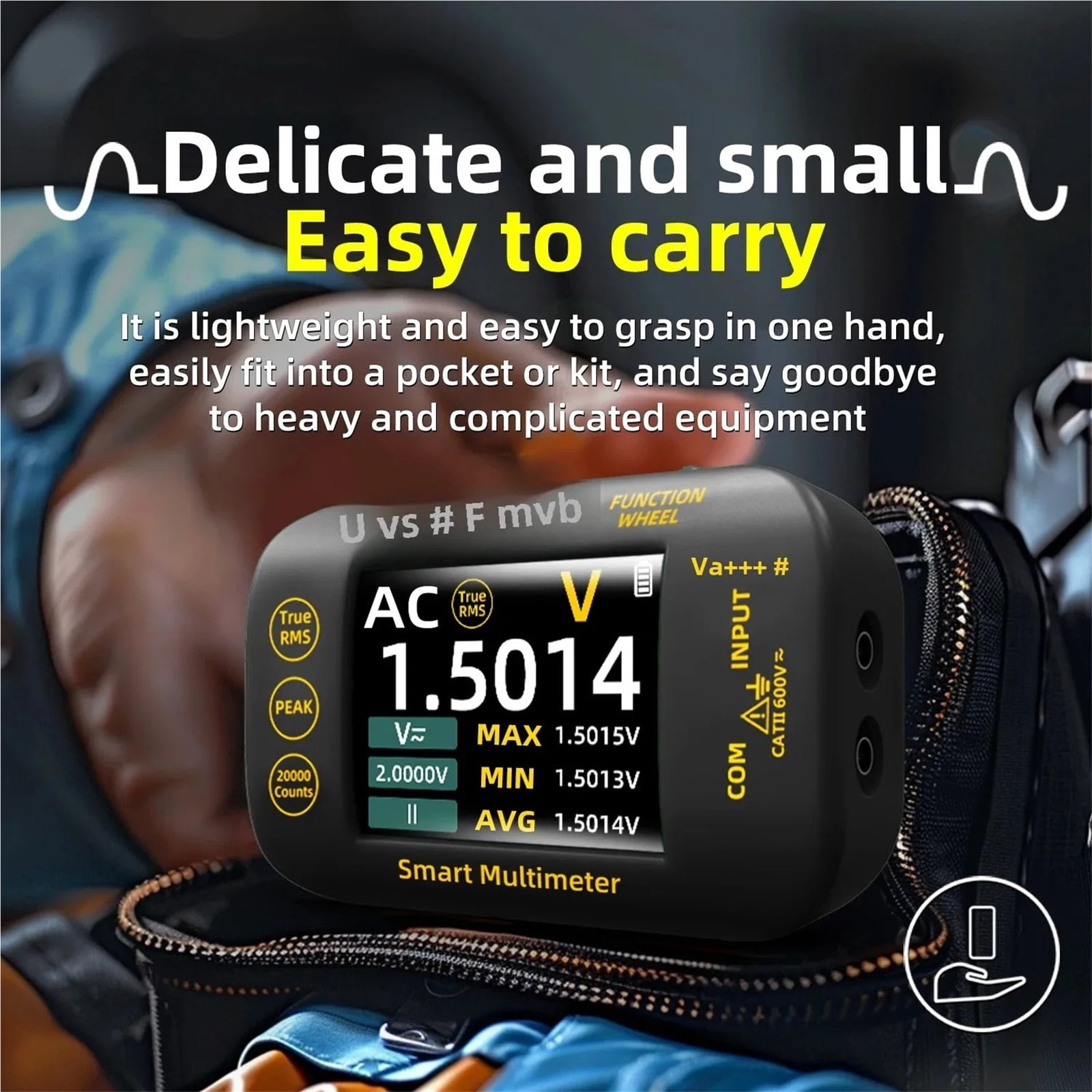 Smart Rechargeable Digital Multimeter True RMS 20000 Count 1000V DC AC Voltage Multimeter Mini Color LCD Multimeter ,Battery Test
