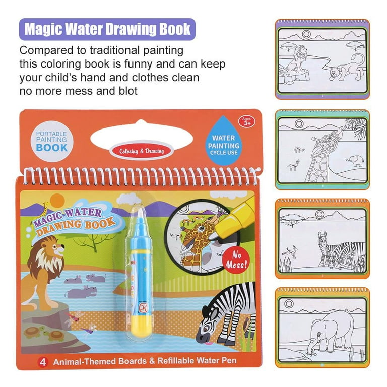  Little Bado Animal Paint with Water Books for Toddlers Water  Coloring Magic no Mess Book with Pen for 3 4 5 Years Old Water Activity  Books : Toys & Games