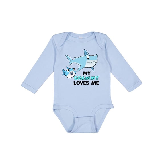 Inktastic My Grammy Loves Me with Cute Sharks Boys or Girls Long Sleeve Baby Bodysuit