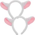 thumbnail image 1 of ColoMX 2 diademas con orejas y cuernos de oveja, diadema de peluche de cabra, accesorios para disfraz de cordero, suministros para fiestas de cumpleaños y cosplay, color blanco, 1 of 8
