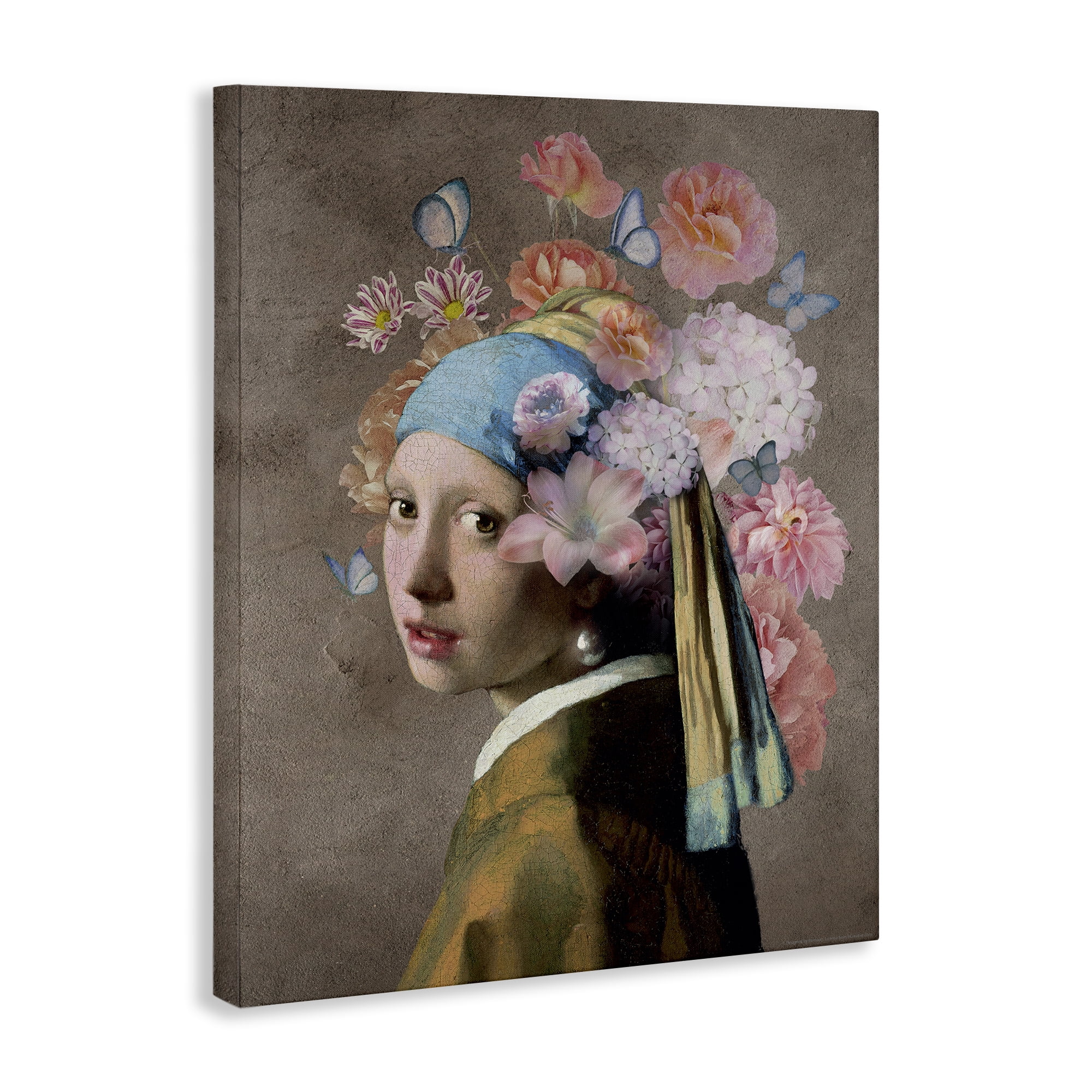 Stupell Industries Classic Portrait with Flowers Plants & Flowers Painting Wrapped Canvas Art Print Wall Art, 16 x 20