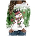 thumbnail image 2 of WEAIXIMIUNG Chandail en Molleton Femme Mignon Mode Hiver Décontracté Bonhomme de Neige Flocon de Neige Imprimé de Noël Col Rond Manches Longues Sweat à Capuche, 2 of 4
