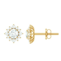Rosec Jewels Lab Created Diamond Halo Earrings - Classic Diamond Studs with Screw Back (Ef-Vs Quality), 18K Yellow Gold