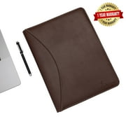 DEERLUX Brown Leather Business Padfolio Portfolio with Large Notepad