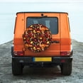 thumbnail image 4 of Haiem Spare Tire Cover , Wheel Cover with Warm Forest Plants and Deer printed, Camper Spare Tire Cover Fit for Jeep Wrangler Rv SUV Truck Travel Trailer-16 inch, 4 of 8