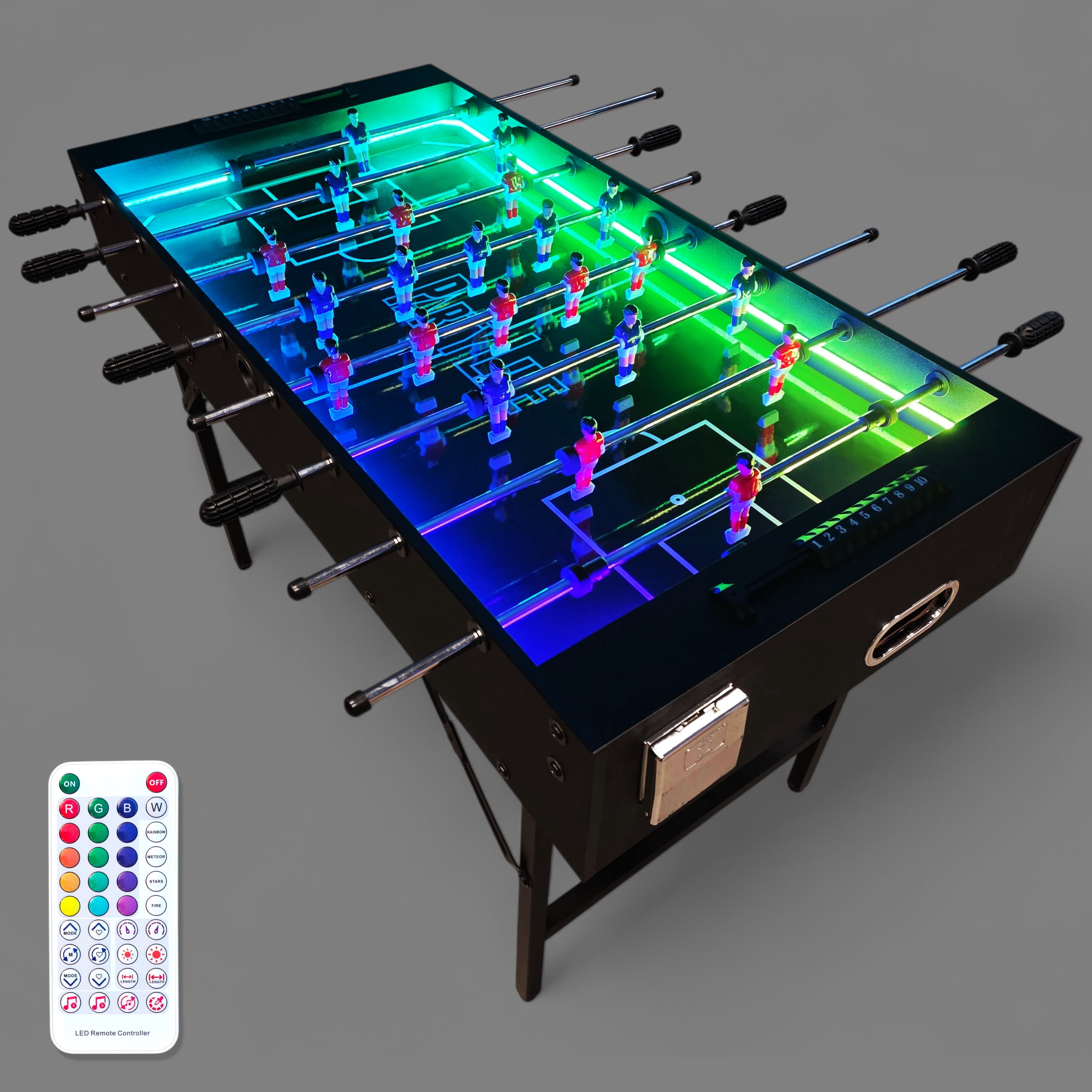 56” Arcade Foosball Table Competition Size, Soccer, Grey/Black by