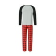 thumbnail image 5 of Matching Family Christmas Pajamas, Long Sleeve Letter Elk Raglan Tops + Plaid Pants Set Family Matching Pajamas Set, 5 of 10
