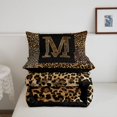 thumbnail image 5 of Catabedysis Personalized Letter Gifts Full Size Comforter Sets For Girls,Fashion Leopard Alphabet M Bedding Comforter Set,Black Reversible,3pcs,1 Comforter and 2 Pillowcases, 5 of 7