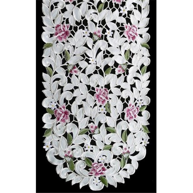 H7662-RS Pourpre Maison Rose Tour Napperon; 8 Po