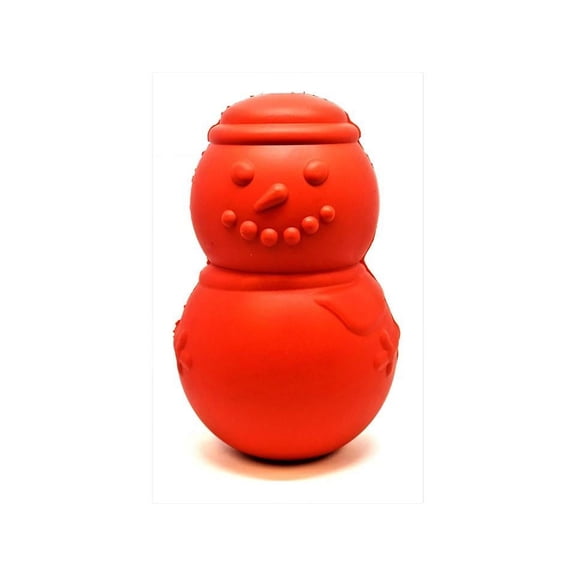 Mutts Kick Butt by SodaPup - Natural Rubber Snowman Dog Toy - Chew Toy - Treat Dispenser - Designed for Heavy Chewers - Large - Red