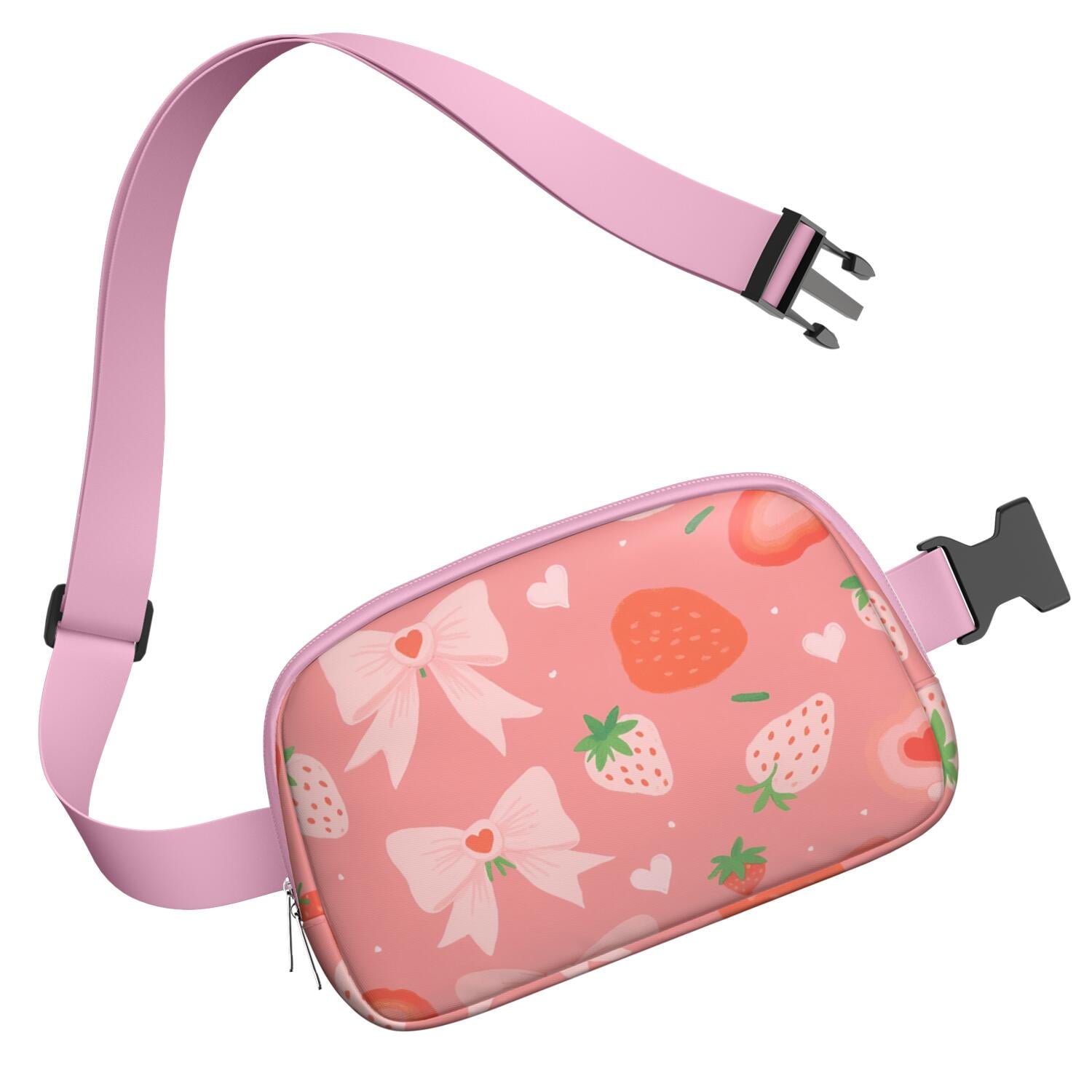 Waist Bag for Men&Women Waist Bag & Hip Bum Bag with Adjustable Strap for Casual Running Hiking Cycling Strawberry Bow Sporty Waist Pack