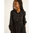 thumbnail image 4 of Free Assembly Women's Cotton A Line Dress with Long Sleeves, Sizes XS-XXXL, 4 of 5