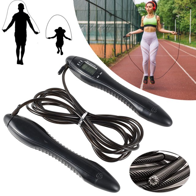 Cuerda De Saltar Con Cable De Cuerda De Saltar De Velocidad Con Temporizador Y Asas De Espuma Viscoelástica De 7 Pulgadas Ideal Para Ejercicios Aeróbicos Como Entrenamiento De Velocidad, Saltos Extrem Muyoka Hogar