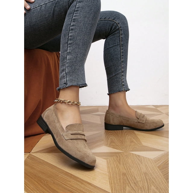 Women's Flat Leather Loafers, Black, Non-Slip Sole, Soft Footbed, Slip-On Casual Shoes For Home And Office