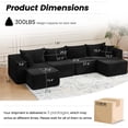 thumbnail image 3 of Vicluke 131" Cloud Couch Sectional, U Shaped Modern Sofa with 2 Ottomans, Comfy Corduroy Fabric Modular Sectional Sofa in a Box, Boneless Couches for Living Room, No Assembly Required (Black), 3 of 8