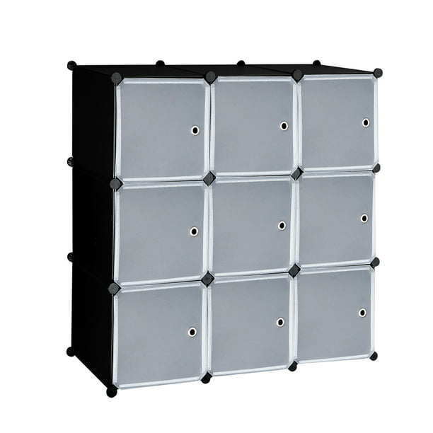 9 Cube Storage Shelves Multifunctional, Storage Cabinet With Hanging Rod And Shelves