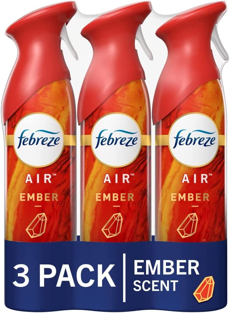 Febreze Air Freshener Spray, Ember Scent, Odor Eliminator For Strong Odor, 8.8 Oz (Pack Of 3