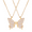 White, variant on 2pcs Oil Drip Butterfly Necklace Ins Creative Clavicle Chain Pendant Necklace For Women Valentine's Day Birthday Gift