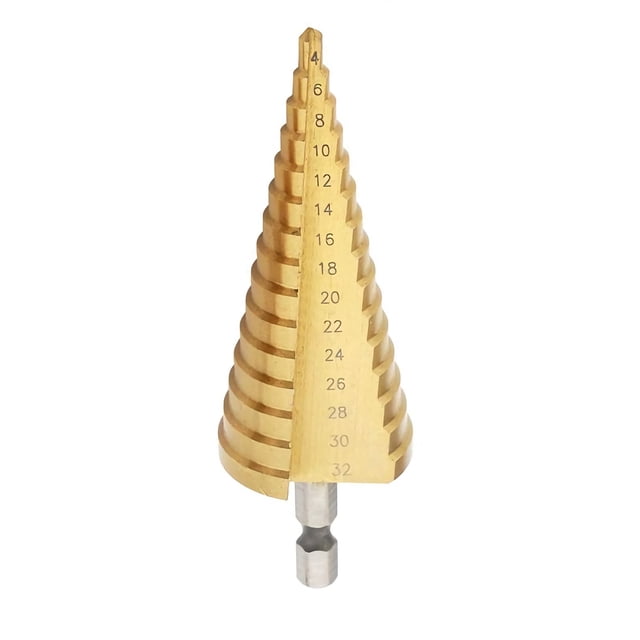 4-32mm High Speed Steel Step Drill Bit Straight Flute Step Drill Bit Titanium Coated Wood Metal Hole Saw