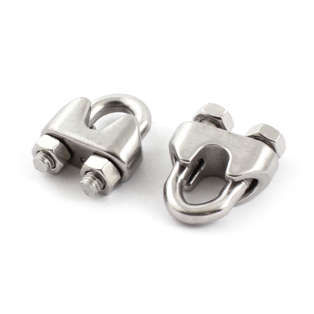 2PCS Stainless Steel 3/8" 8mm Wire Ropes Clip Cable Clamp Silver Tone