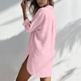 thumbnail image 5 of Women's Beach Cover-Up Breathable Quick-Dry Shirt Dress with Deep V-Neck Pockets Loose Fit Loungewear Pink XL(XL), 5 of 6