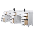 thumbnail image 3 of Wyndham Collection Beckett 84" Wood Double Bathroom Vanity in White/Matte Black, 3 of 6