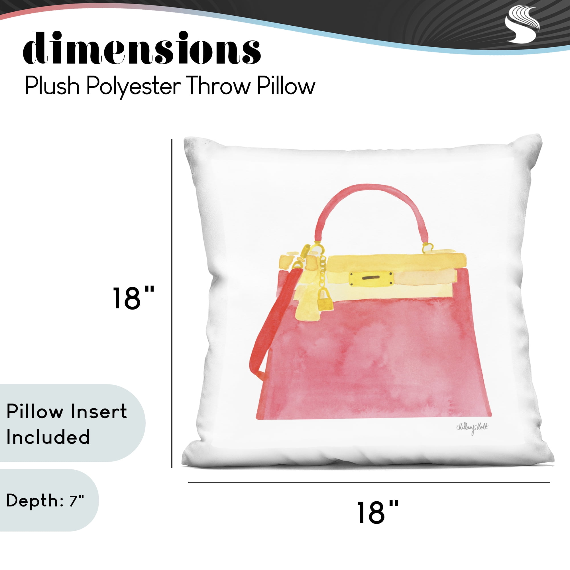 Stupell Industries Elegant Coral Handbag Decorative Printed Throw Pillow, design by Hillary Holt, 18 x 7 x 18