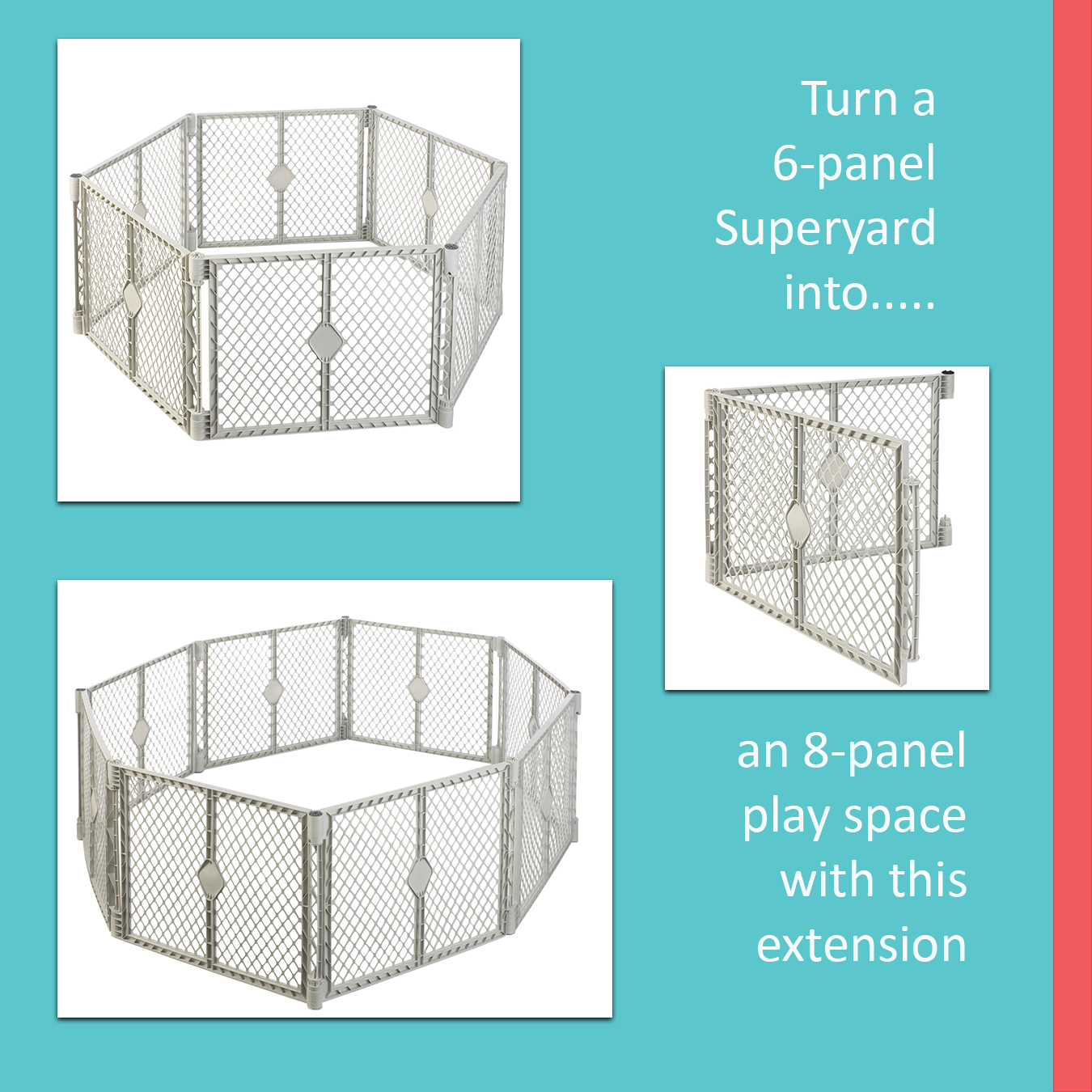 Toddleroo by North States Gray Two-Panel Superyard Extension for Baby Playard - image 3 of 6