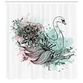 thumbnail image 3 of Ambesonne Animal Shower Curtain, Sketchy Swan Watercolors, 69"Wx70"L, Mint Green Pale Pink, 3 of 3