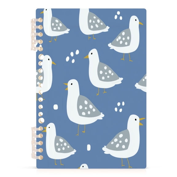 A5 Spiral Notebook 60 Sheets 80gsm Paper Ruled Journal Grey-winged White Bird